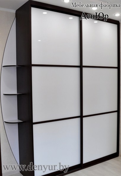 Стильный корпусный шкаф-купе из черного и белого стекла Лакобель